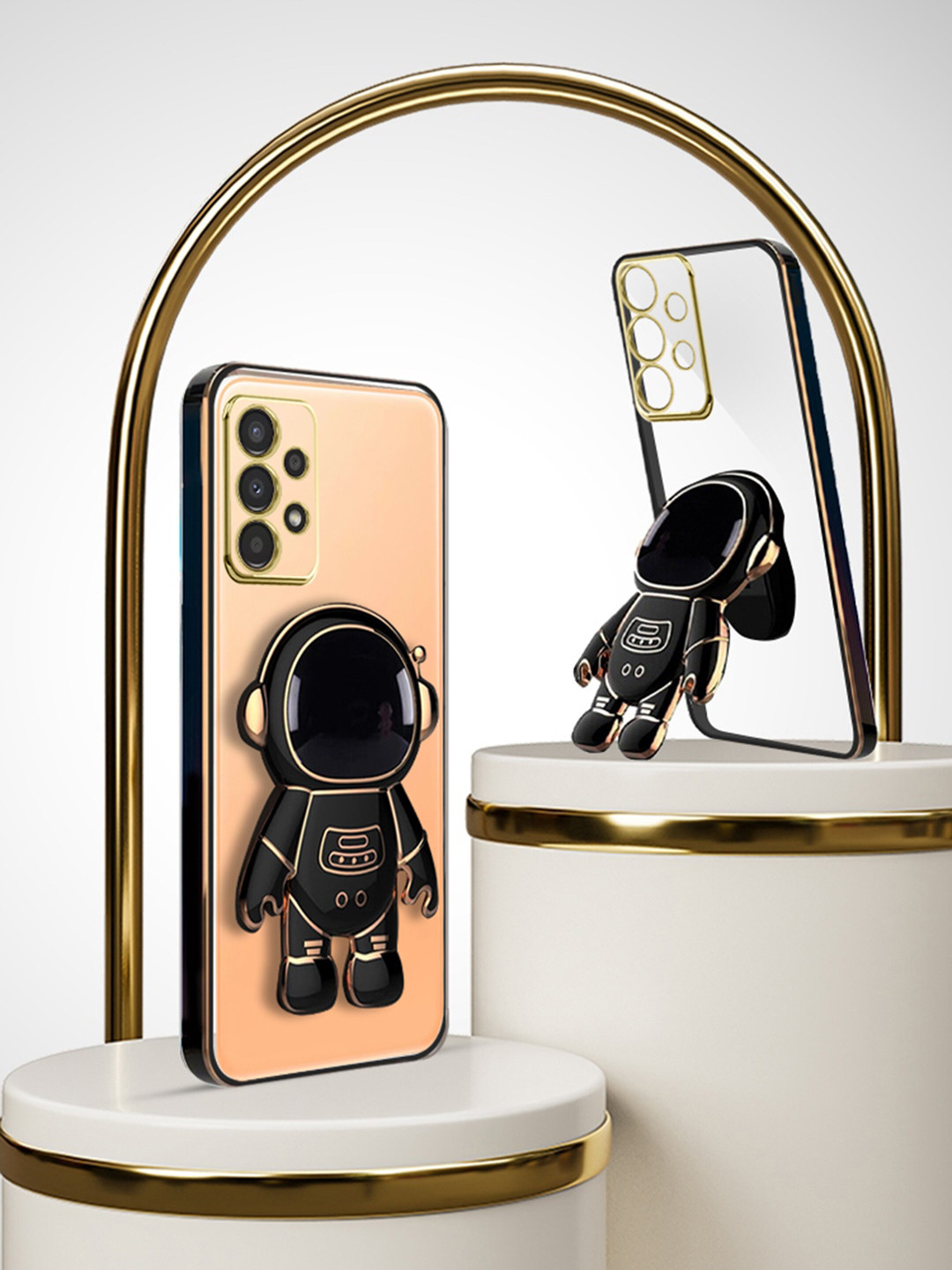 

Karwan Samsung A13 Phone Back Cover With Astronaut Holster Stand, Black
