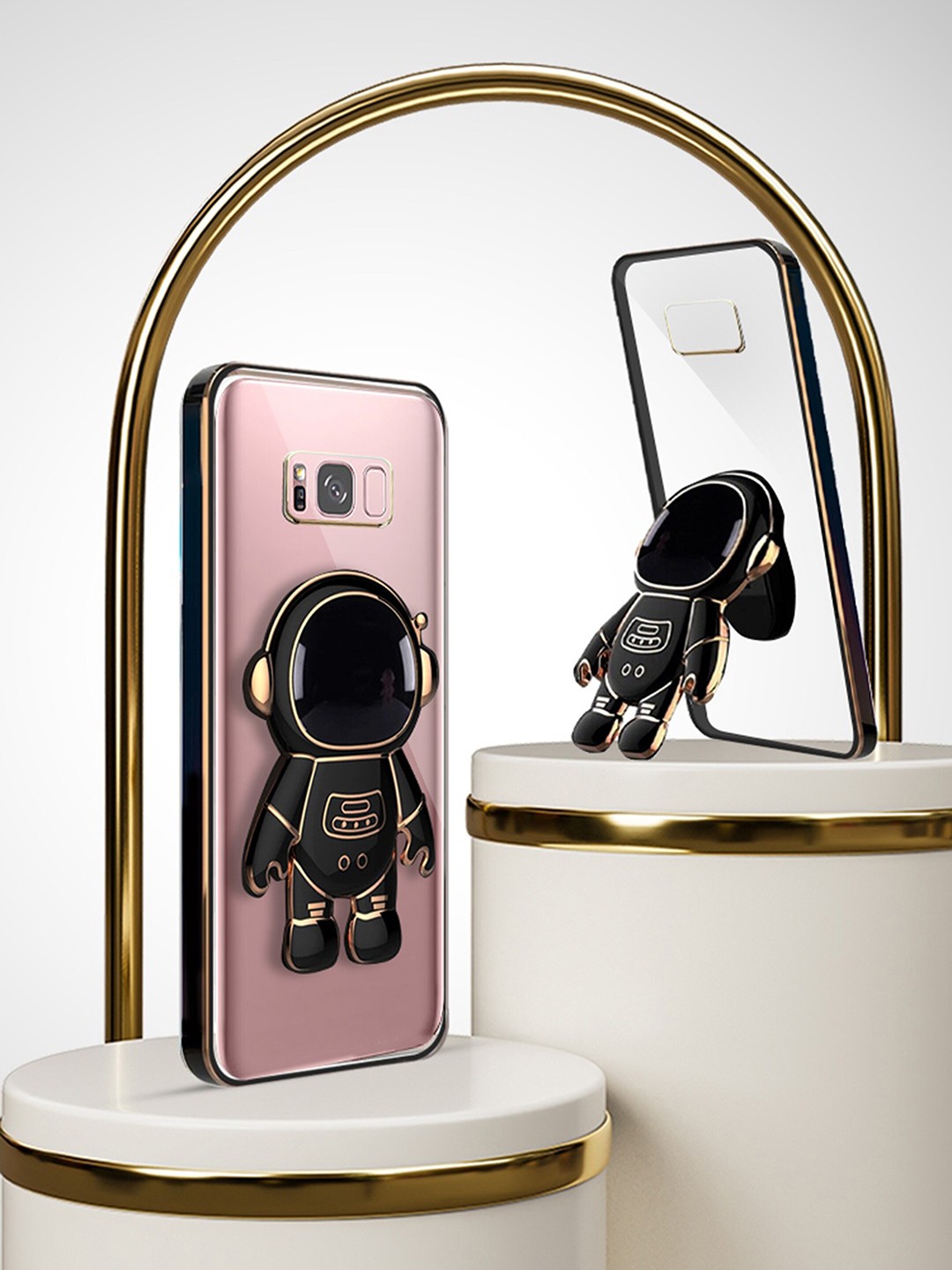 

Karwan Samsung S8 Mobile Back Case With Astronaut Holster Stand, Black