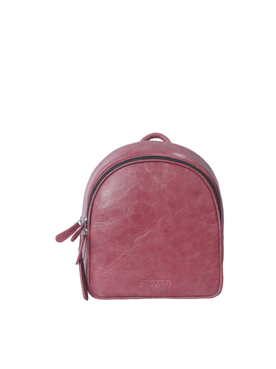 

PERKED Textured Leather Backpack with Compression Straps, Red