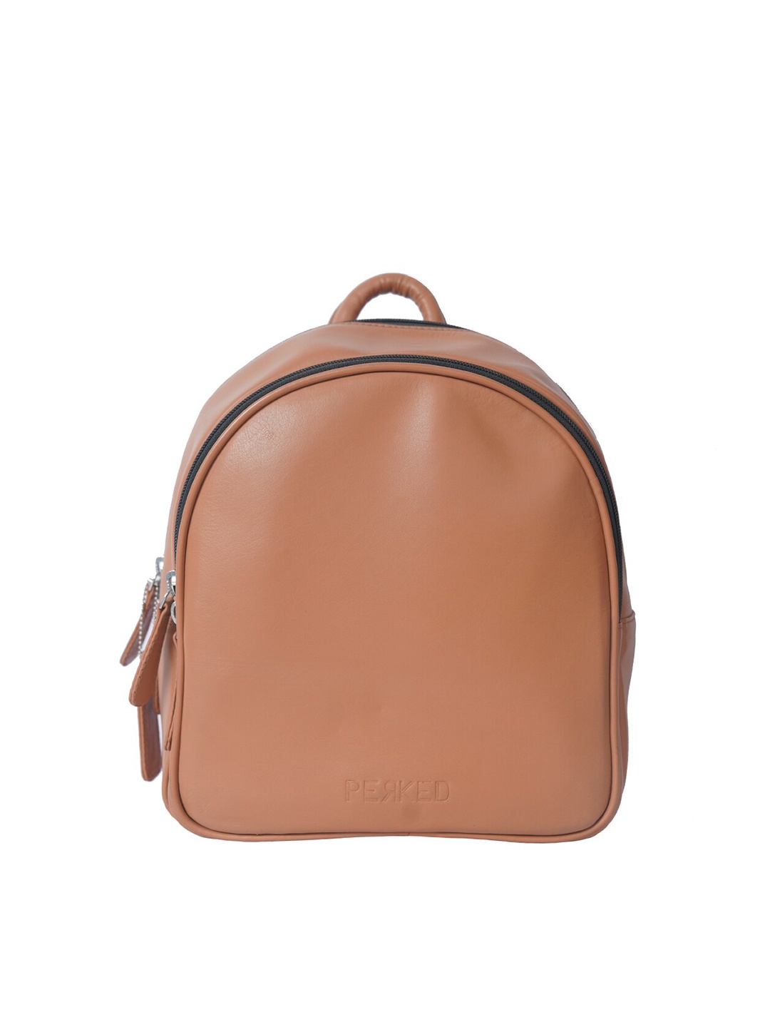 

PERKED Leather Ergonomic Backpack with Compression Straps, Camel brown