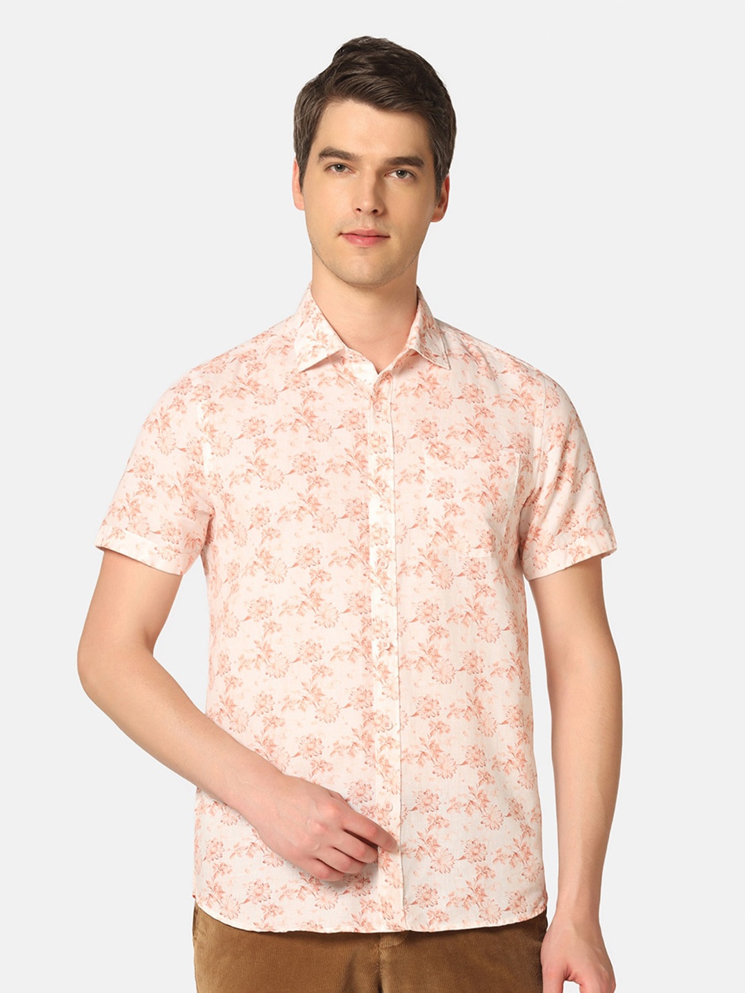 

Blackberrys Floral Printed India Slim Fit Pure Cotton Casual Shirt, White