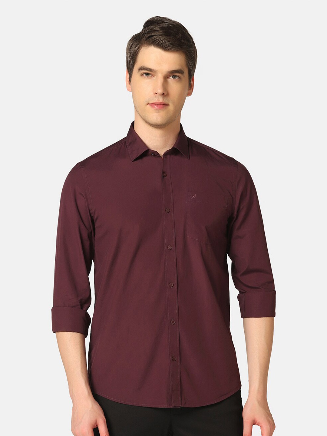 

Blackberrys India Slim Fit Spread Collar Casual Pure Cotton Shirt, Purple