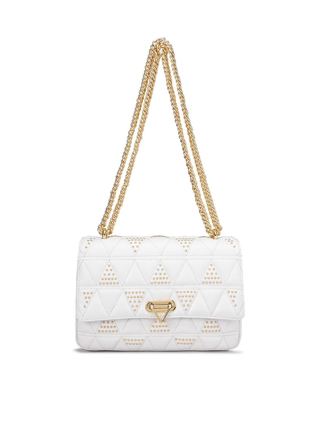 

Da Milano Embellished Leather Structured Shoulder Bag With Quilted, White
