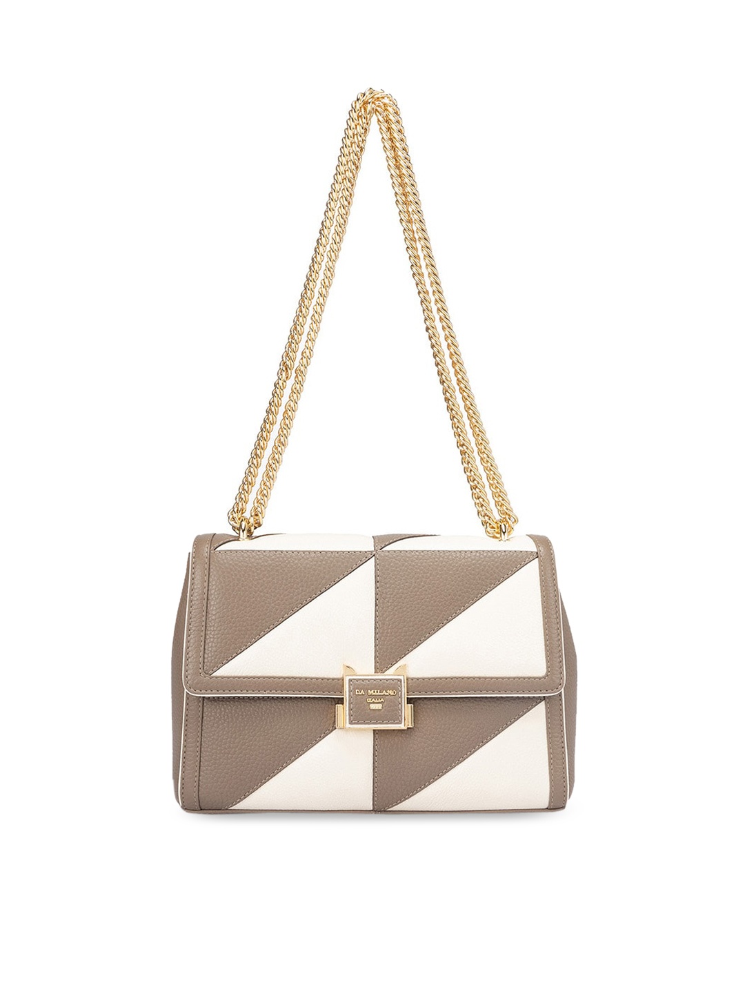 

Da Milano Colourblocked Leather Structured Shoulder Bag, Brown