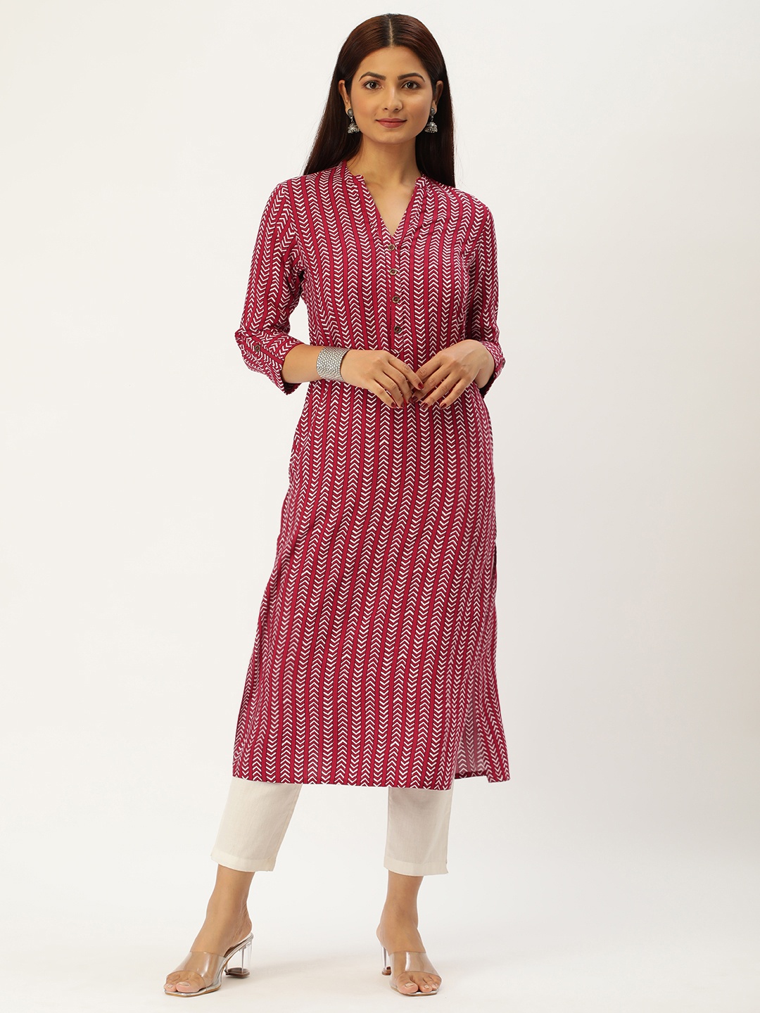 

AMUKTI Geometric Printed Kurta, Red