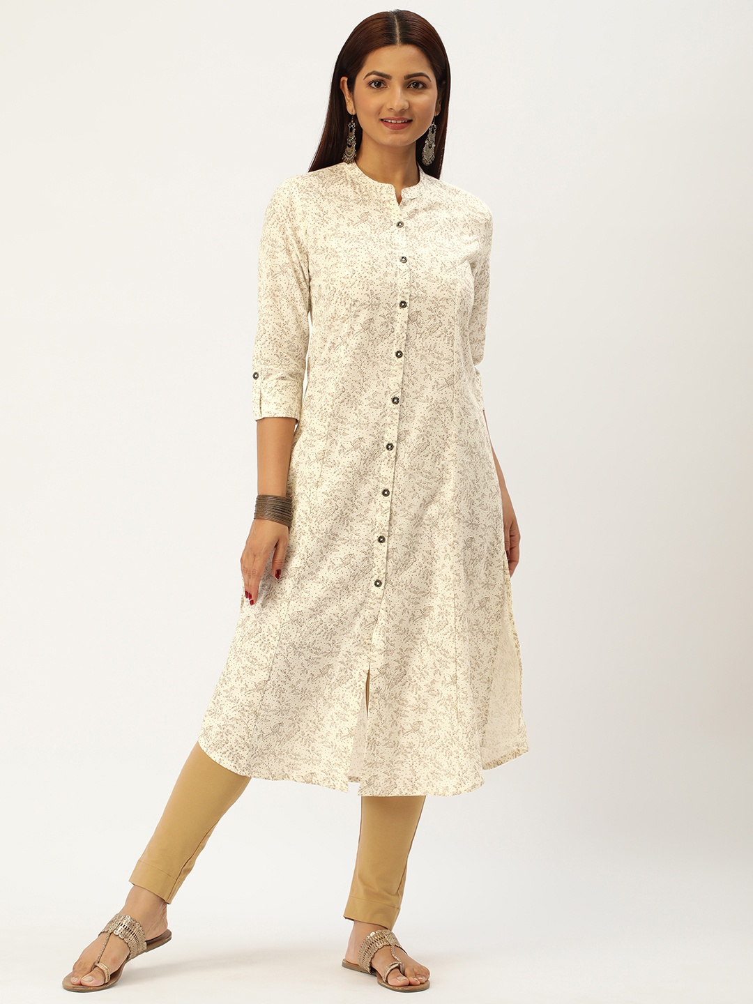 

AMUKTI Floral Printed Floral Kurta, Off white