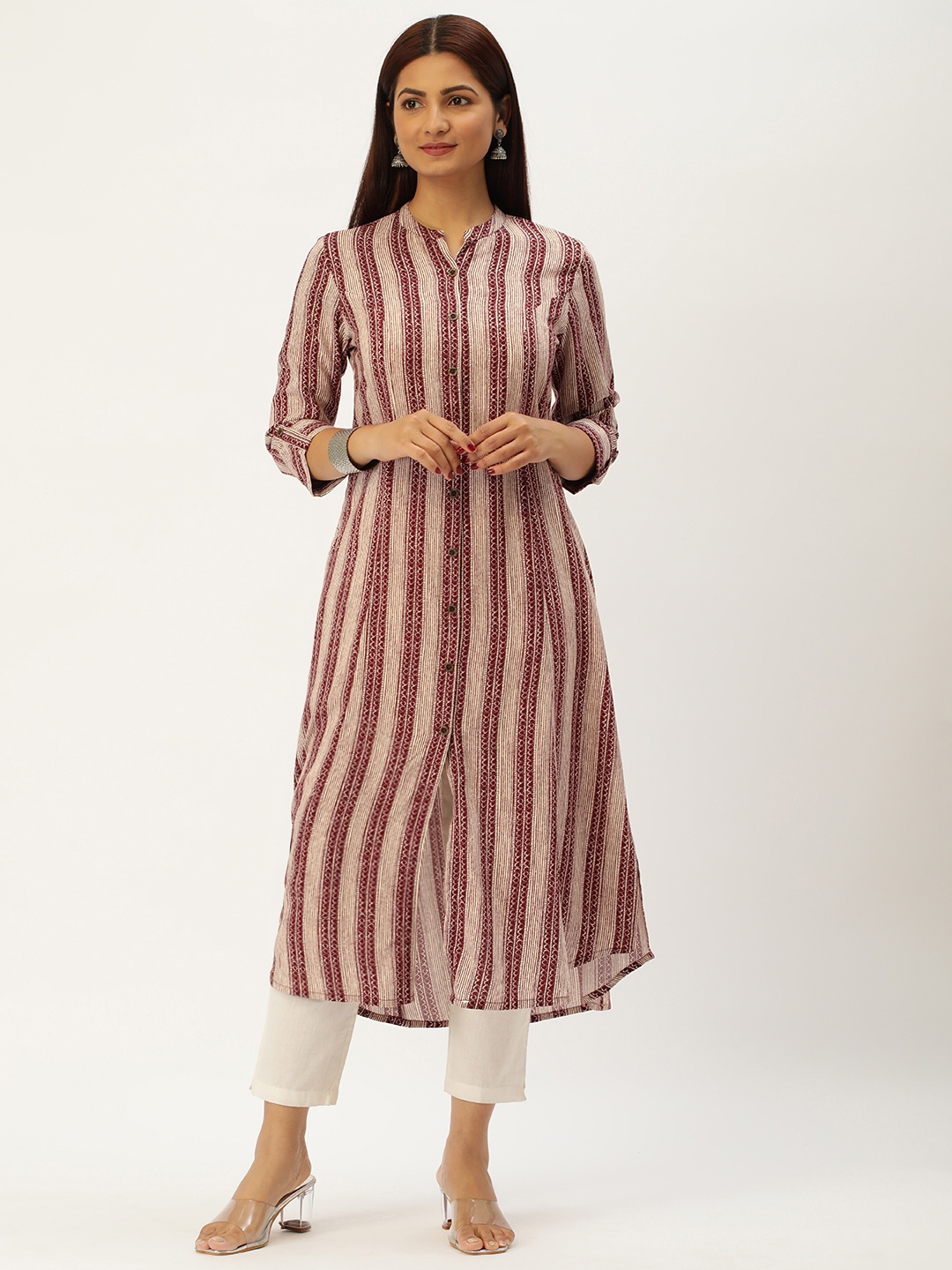 

AMUKTI Printed Kurta, Maroon