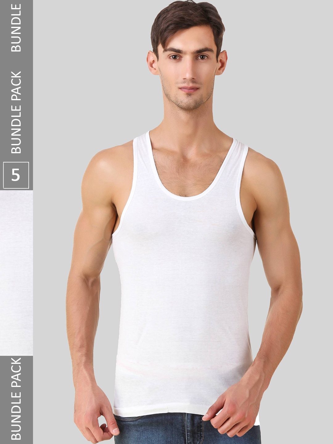 

HAP Pack Of 5 Scoop Neck Pure Cotton Innerwear Undershirt Vests, White