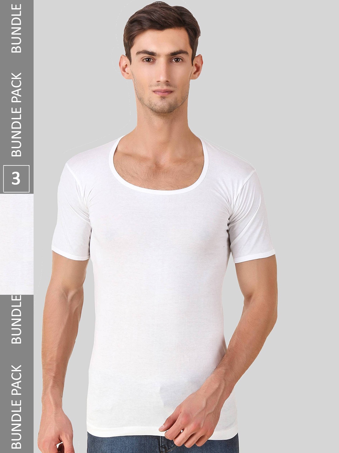 

HAP Pack of 3 Pure Cotton Innerwear Undershirt Vests, White