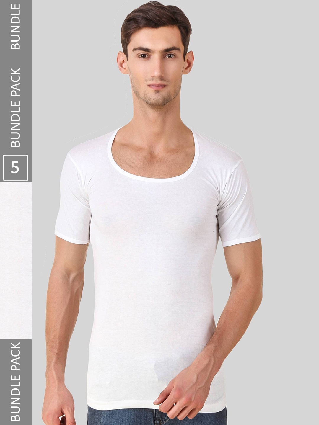 

HAP Pack Of 5 Pure Cotton Innerwear Undershirt Vests, White