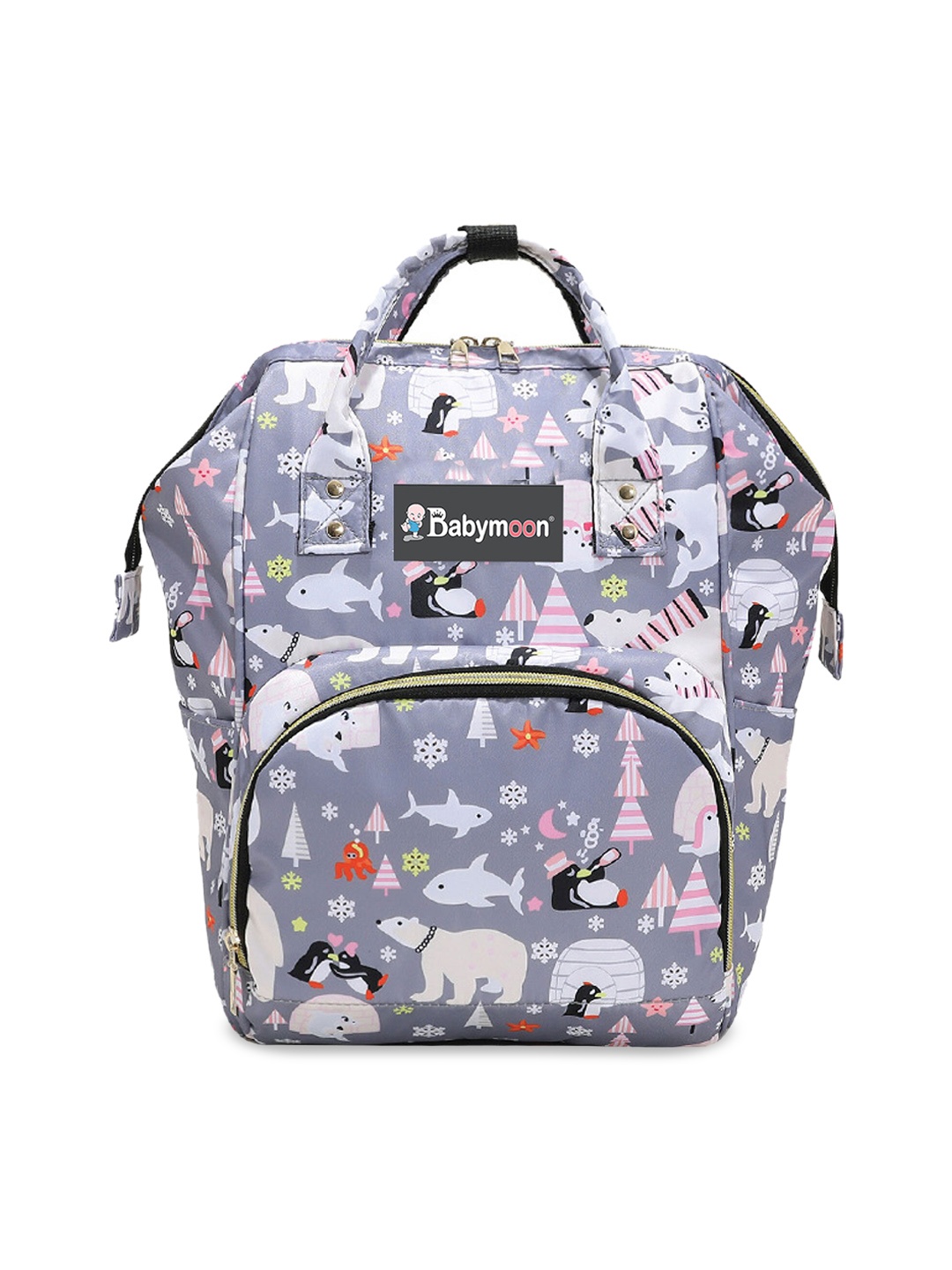 

Babymoon Printed Fabric Lightweight Diaper Bag, Grey