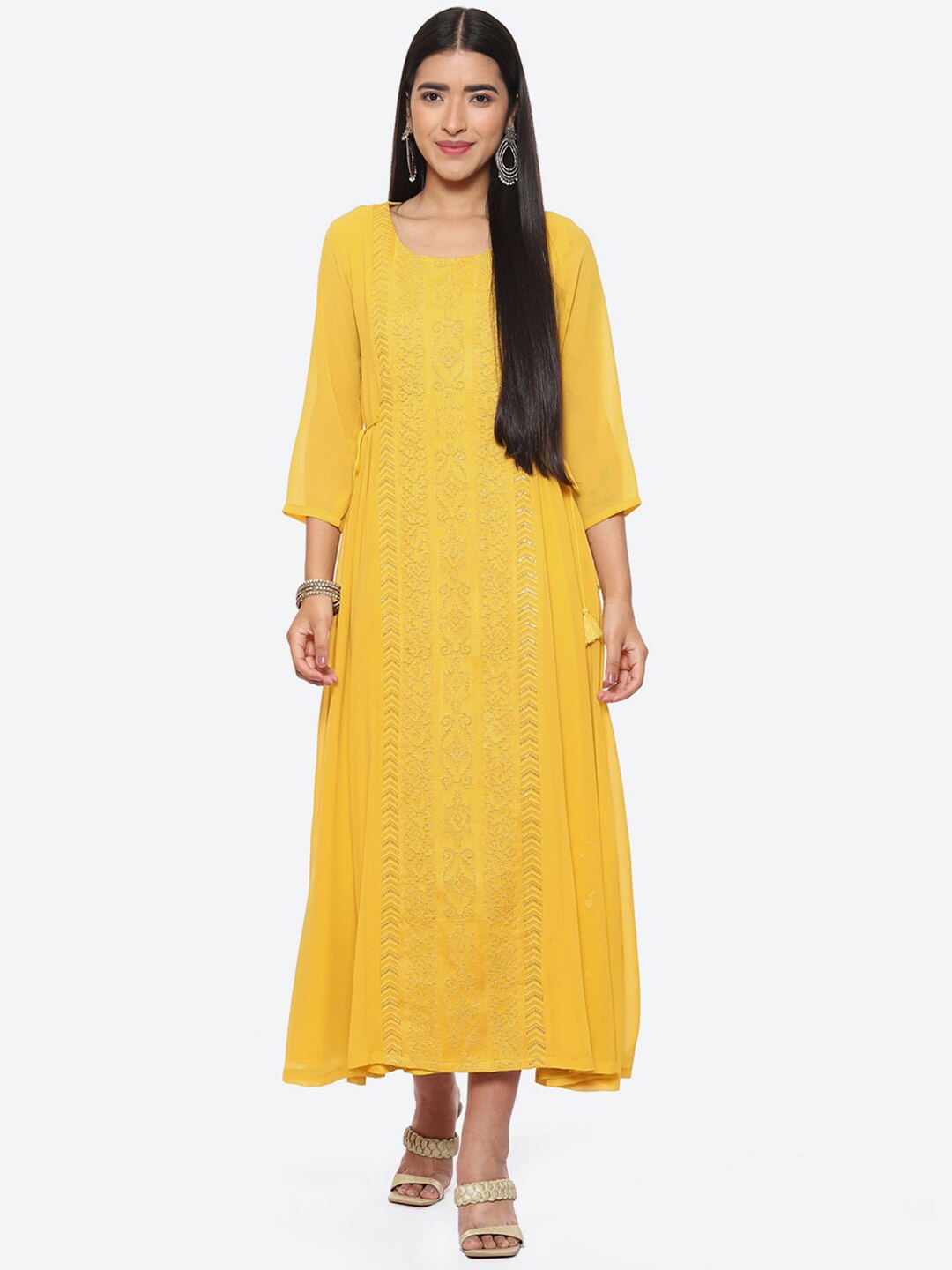 

Biba Embroidered A-Line Midi Ethnic Dress, Yellow