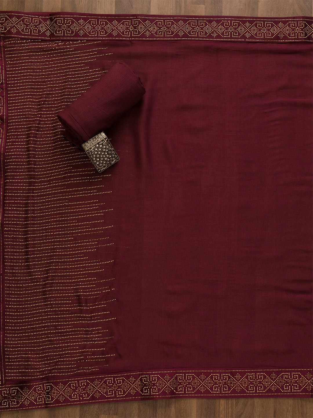 

Koskii Embellished Unstitched Dress Material, Maroon