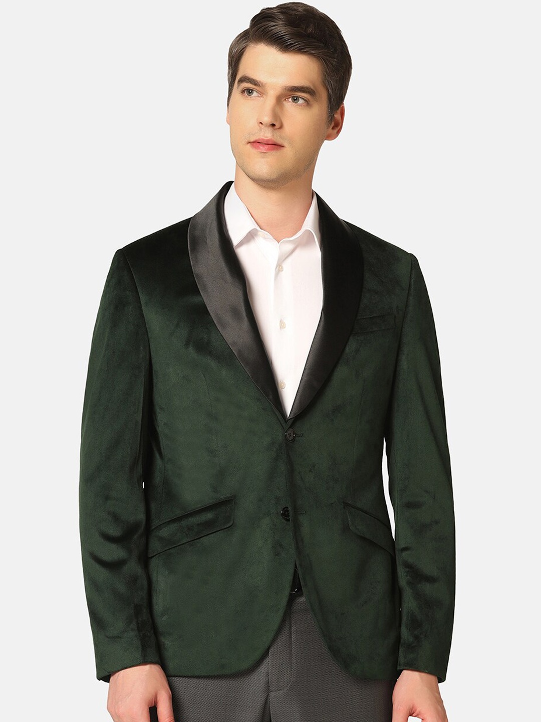 

Blackberrys Shawl Collar Slim-Fit Single-Breasted Blazer, Green