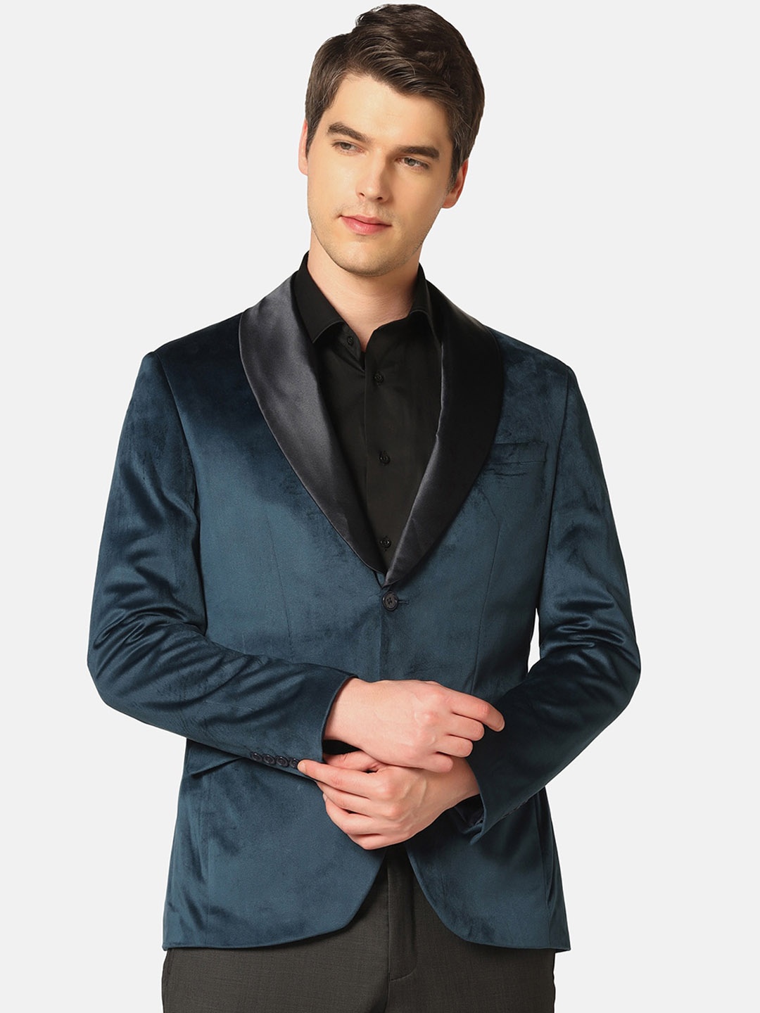

Blackberrys Shawl Collar Slim-Fit Single-Breasted Formal Blazer, Navy blue