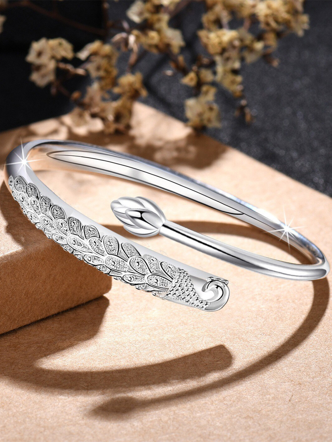 

MYKI Women Silver-Plated Cubic Zirconia Bangle-Style Bracelet