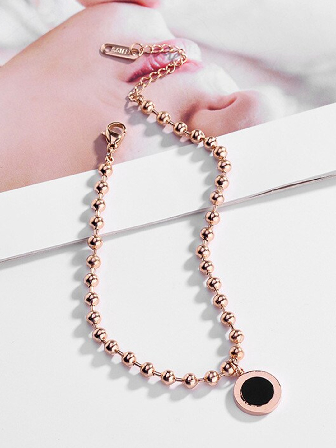 

MYKI Women Cubic Zirconia Rose Gold-Plated Charm Bracelet