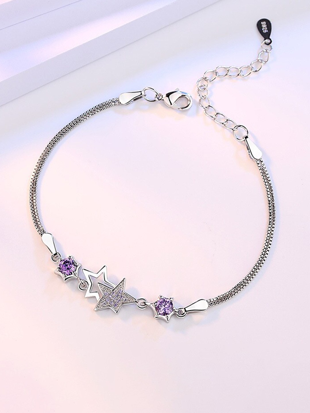 

MYKI Women Silver-Plated Cubic Zirconia Charm Bracelet