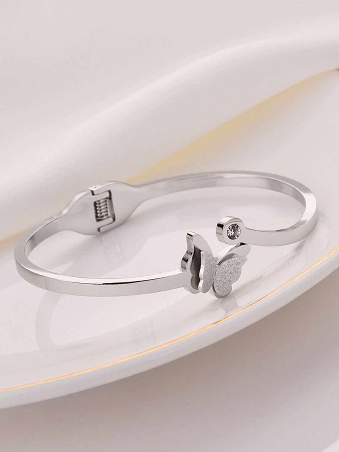 

MYKI Cubic Zirconia Silver-Plated Bangle-Style Bracelet