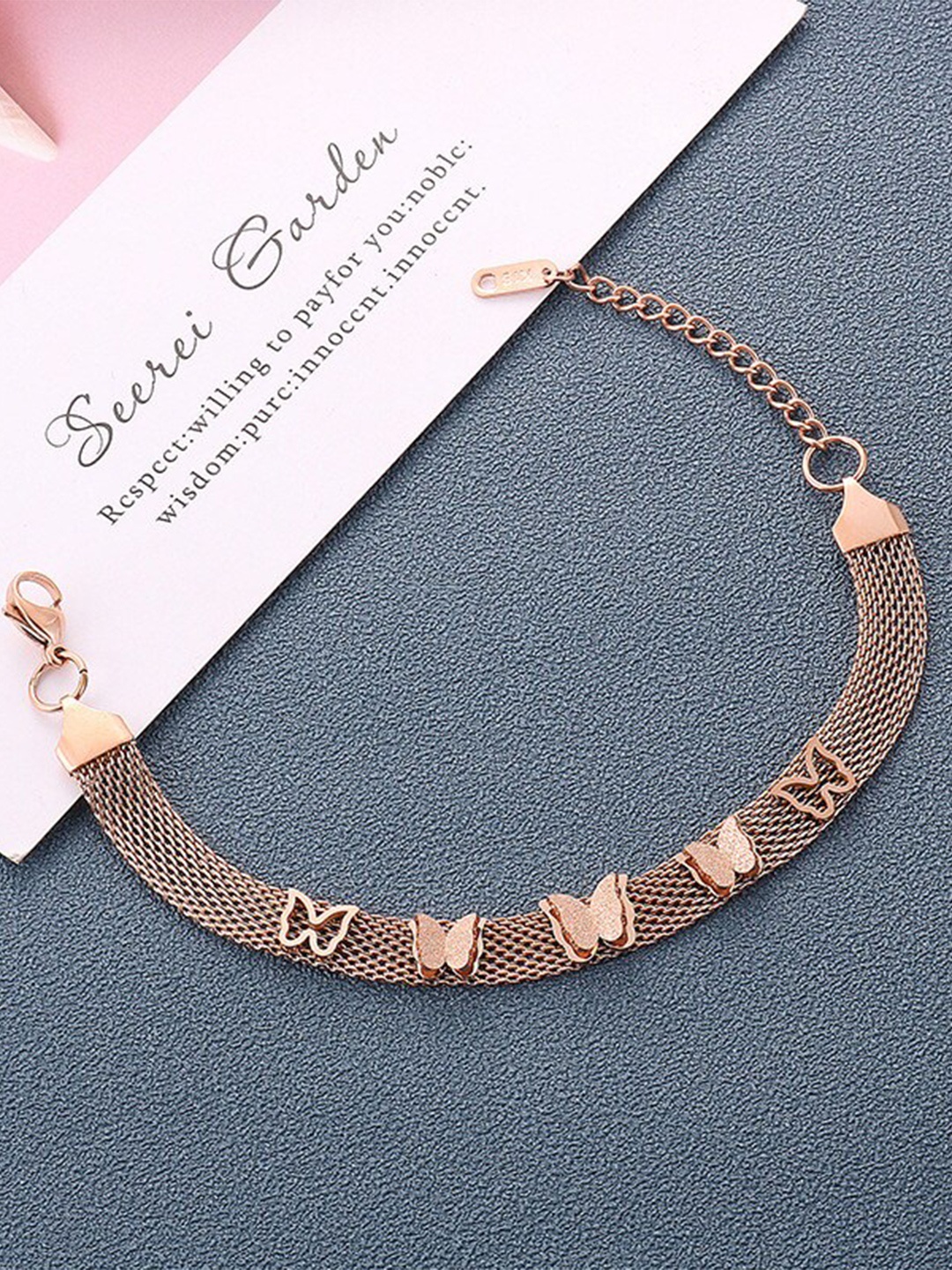 

MYKI Women Rose Gold-Plated Cubic Zirconia Charm Bracelet