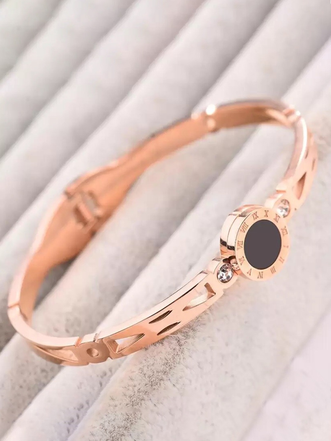

MYKI Women Rose Gold-Plated Cubic Zirconia Kada Bracelet