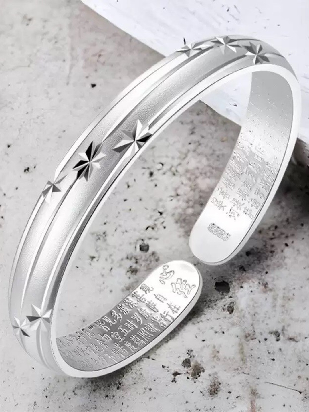 

MYKI Cubic Zirconia Silver-Plated Kada Bracelet