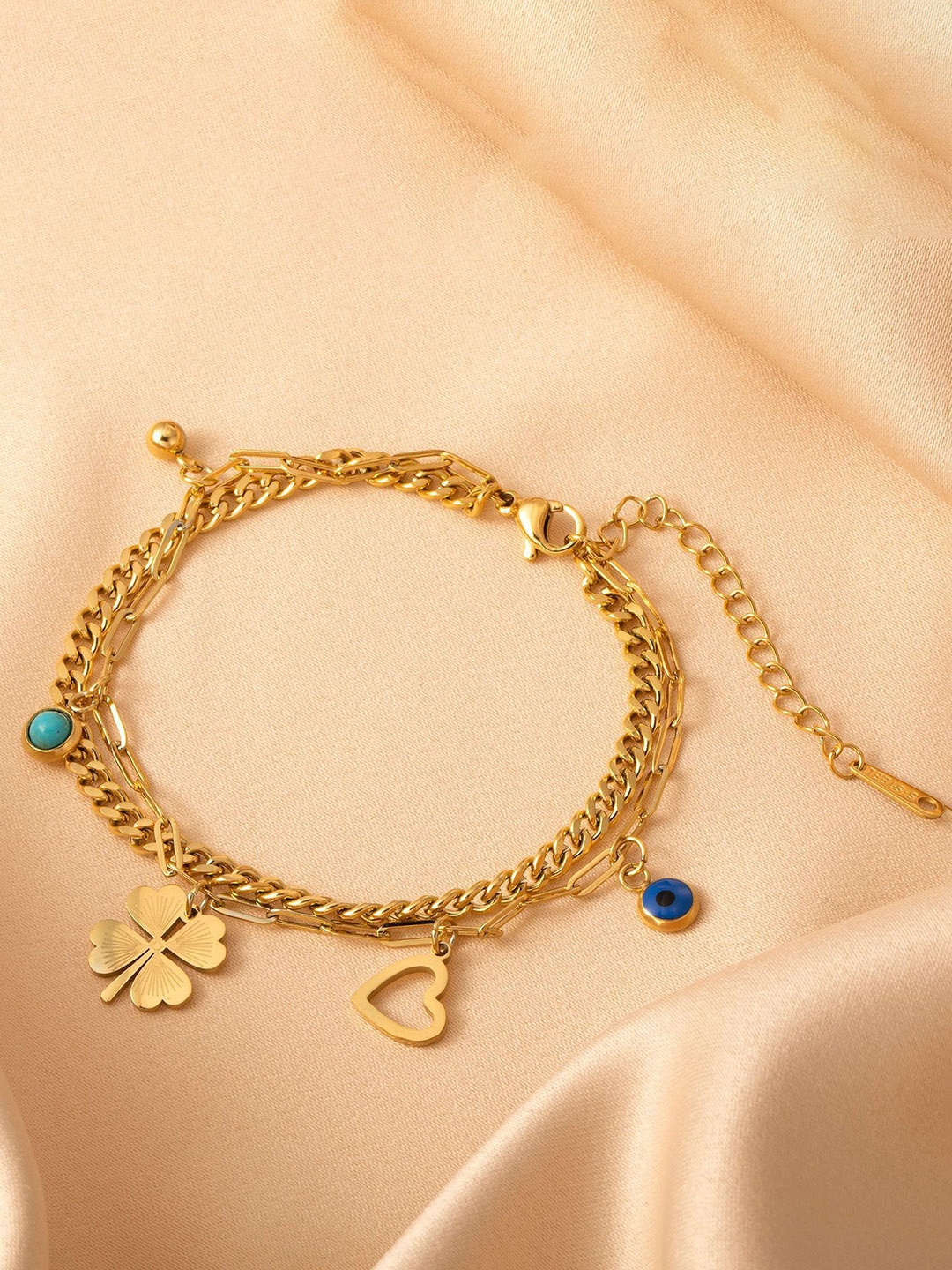 

MYKI Cubic Zirconia Gold-Plated Charm Bracelet
