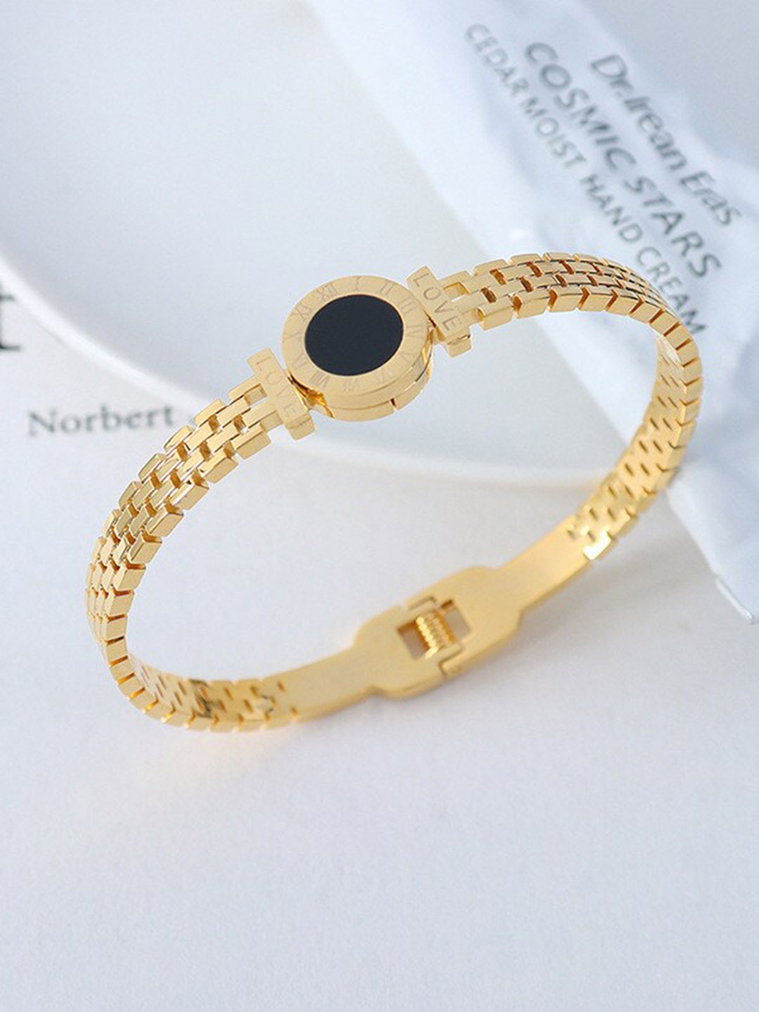 

MYKI Women Cubic Zirconia Gold-Plated Bangle-Style Bracelet