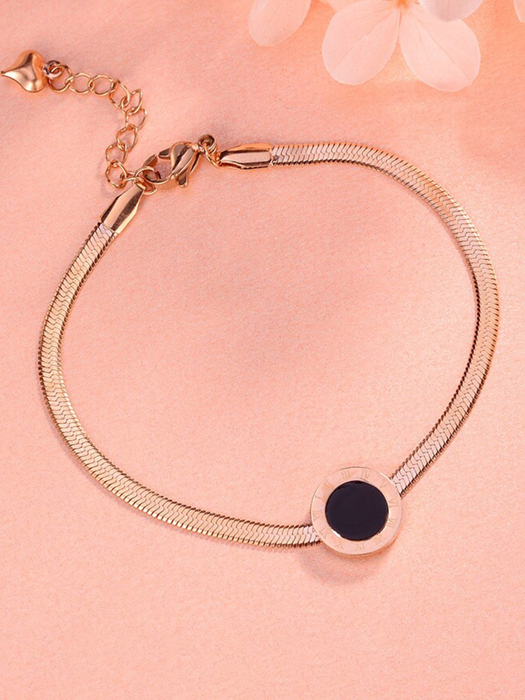 

MYKI Women Rose Gold-Plated Cubic Zirconia Charm Bracelet