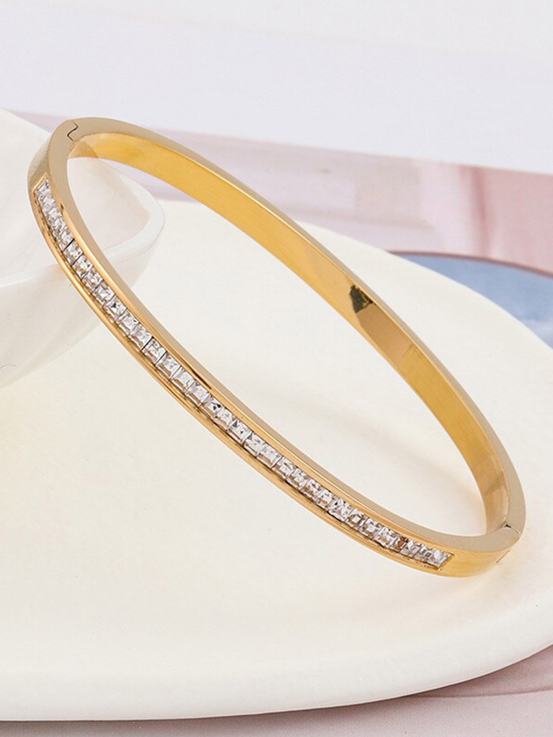 

MYKI Women Cubic Zirconia Gold-Plated Bangle-Style Bracelet