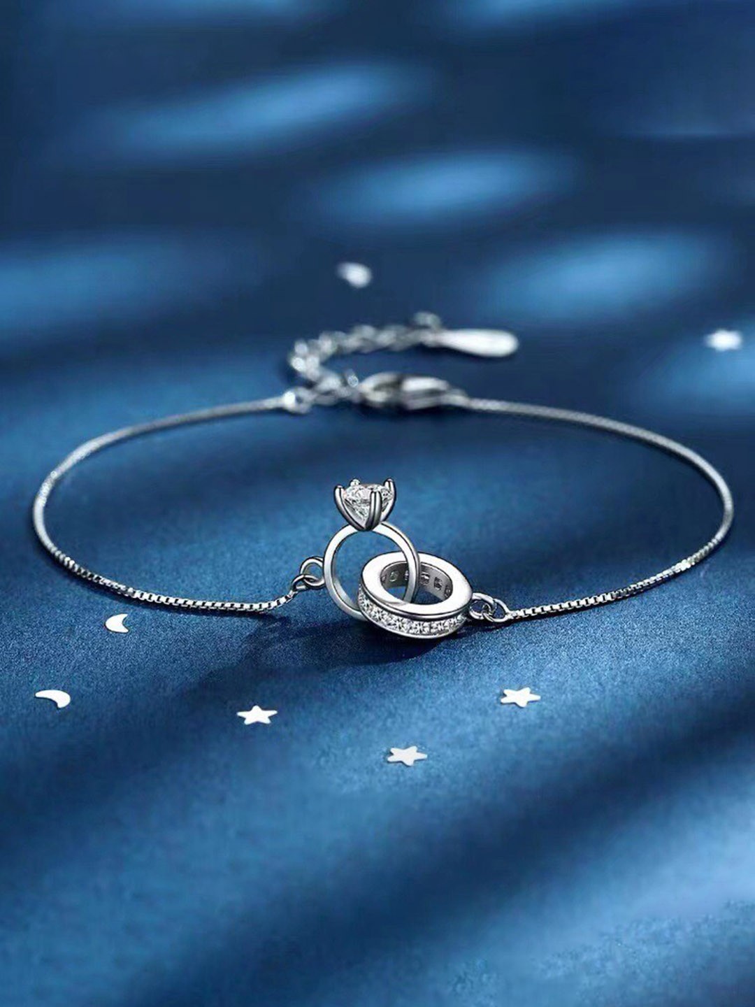 

MYKI Valentine Elegant Proposal Silver-Plated Charm Bracelet