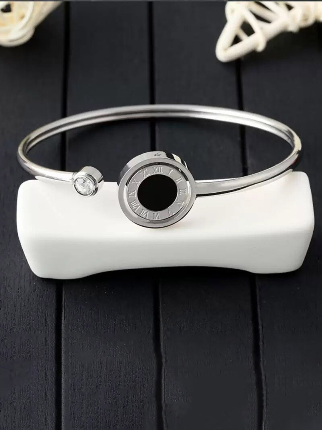 

MYKI Women Silver-Plated Cubic Zirconia Bangle-Style Bracelet