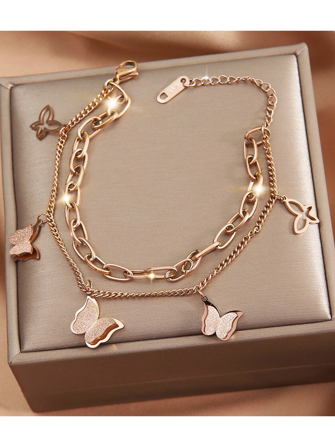 

MYKI Women Rose Gold Plated Cubic Zirconia Link Bracelet