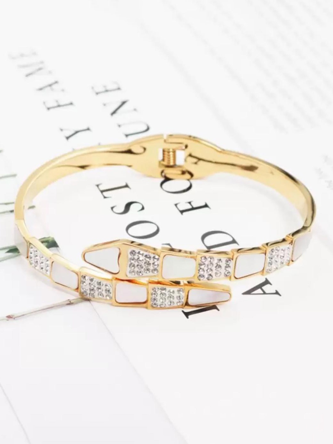 

MYKI Women Gold-Plated Cubic Zirconia Kada Bracelet
