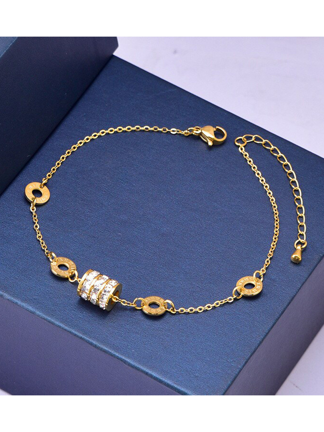 

MYKI Women Gold-Plated Cubic Zirconia Link Bracelet
