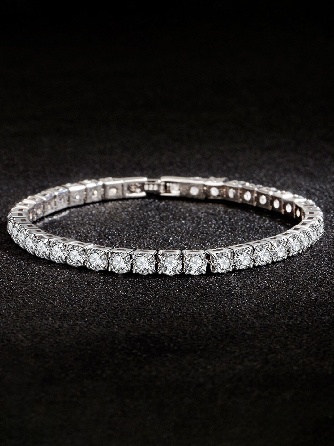 

MYKI Silver-Plated Cubic Zirconia Kada Bracelet