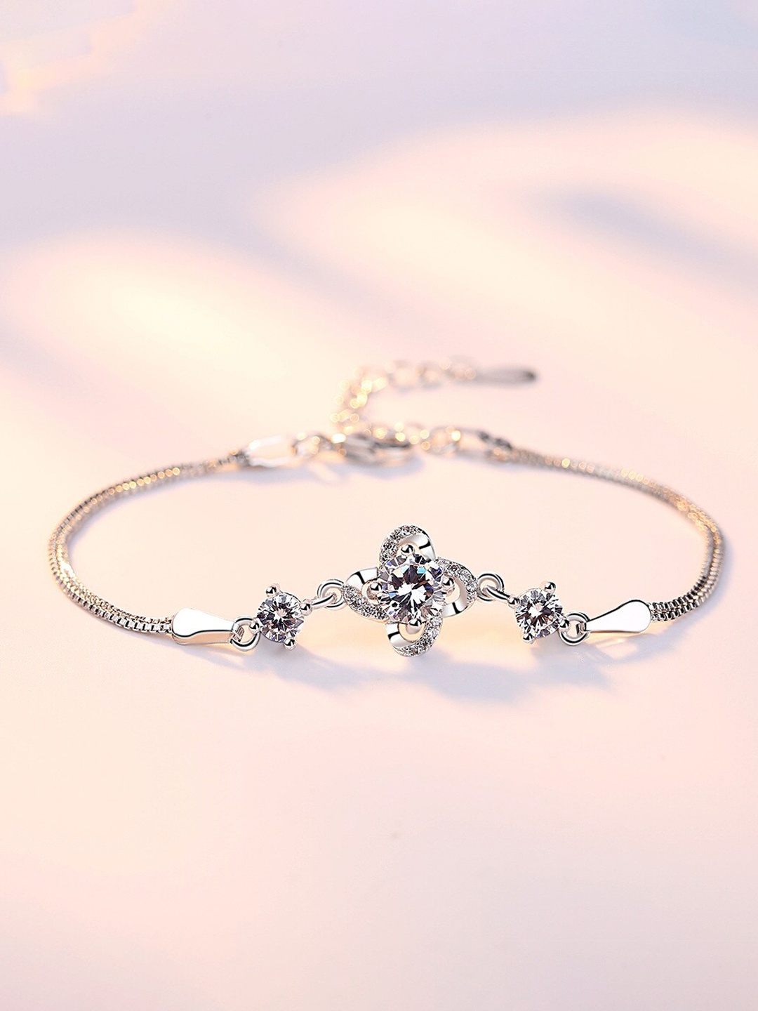 

MYKI Silver-Plated Cubic Zirconia Wraparound Bracelet