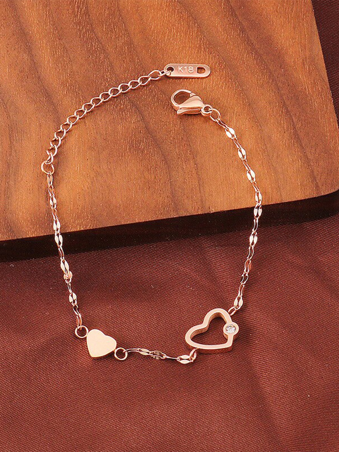 

MYKI Cubic Zirconia Rose Gold-Plated Link Bracelet, Copper