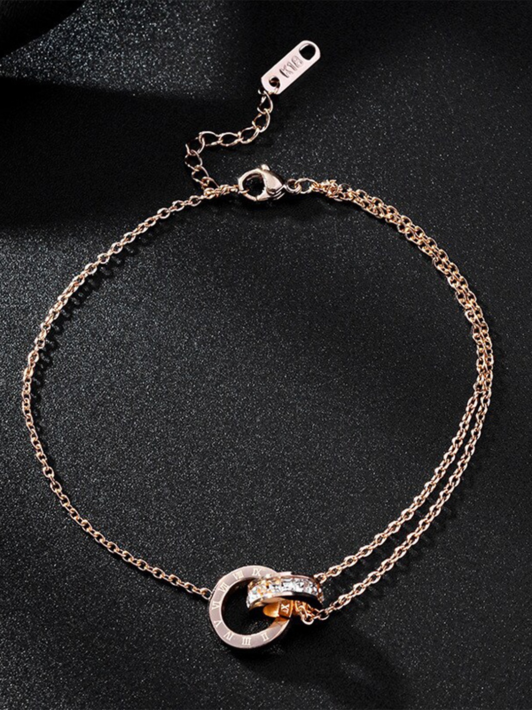 

MYKI Women Rose Gold-Plated Cubic Zirconia Link Bracelet