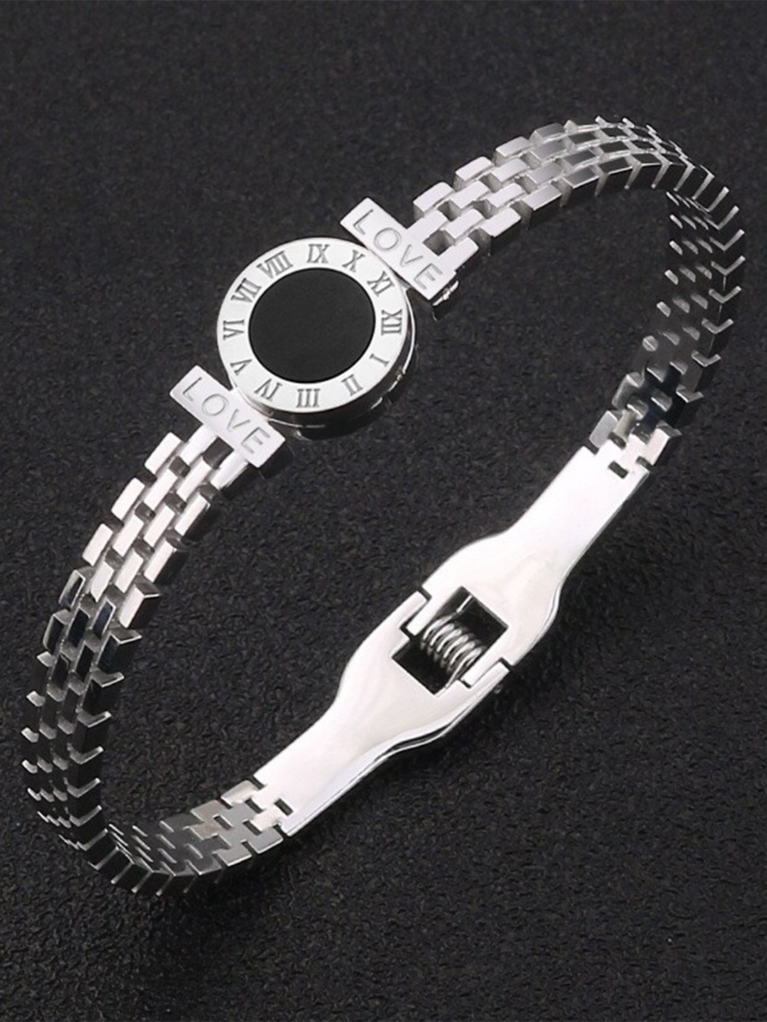 

MYKI Women Cubic Zirconia Silver-Plated Kada Bracelet