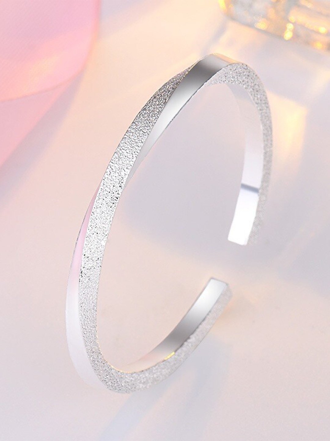 

MYKI Cubic Zirconia Silver-Plated Kada Bracelet