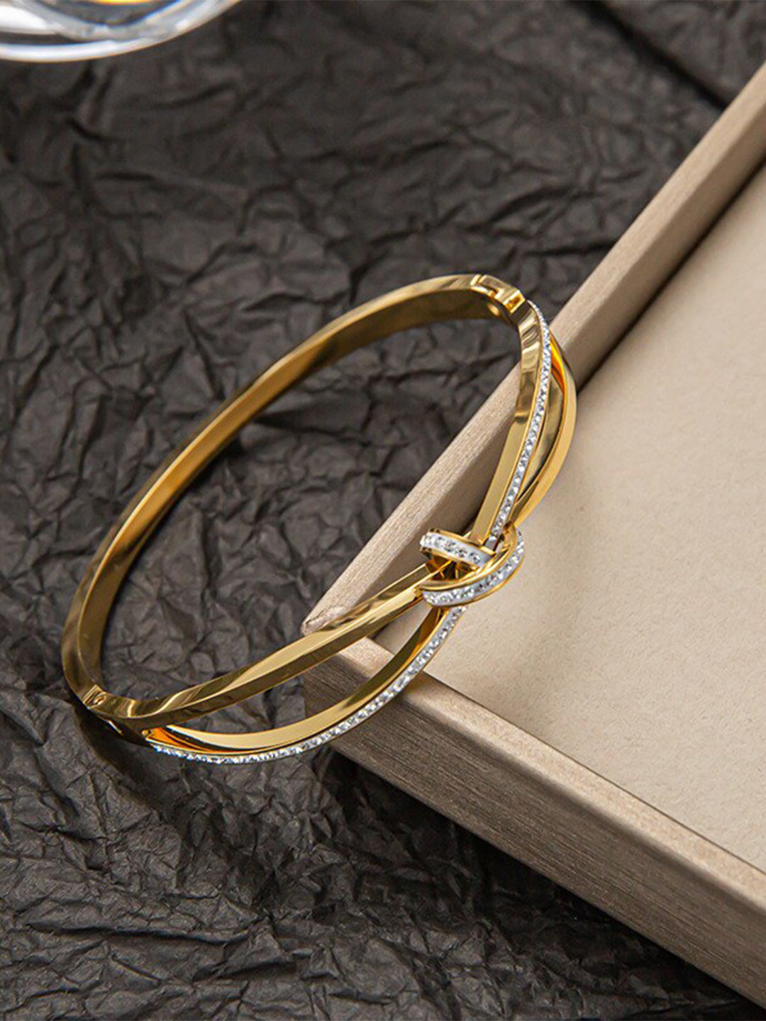 

MYKI Cubic Zirconia Gold-Plated Kada Bracelet