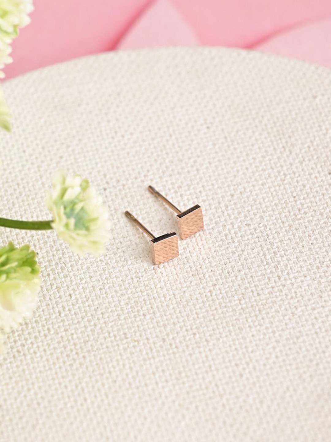 

PALMONAS Gold-Plated Contemporary Studs Earrings