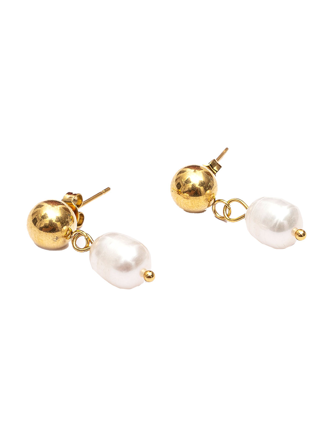 

PALMONAS Gold-Plated Contemporary Drop Earrings
