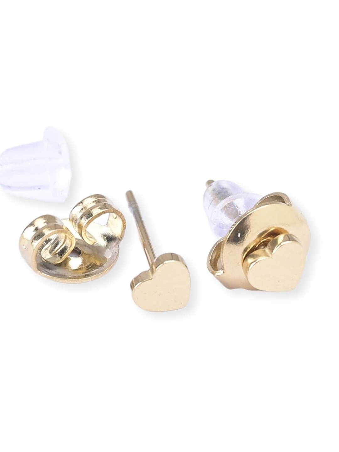 

PALMONAS Gold-Plated Mini Heart Shaped Studs Earrings