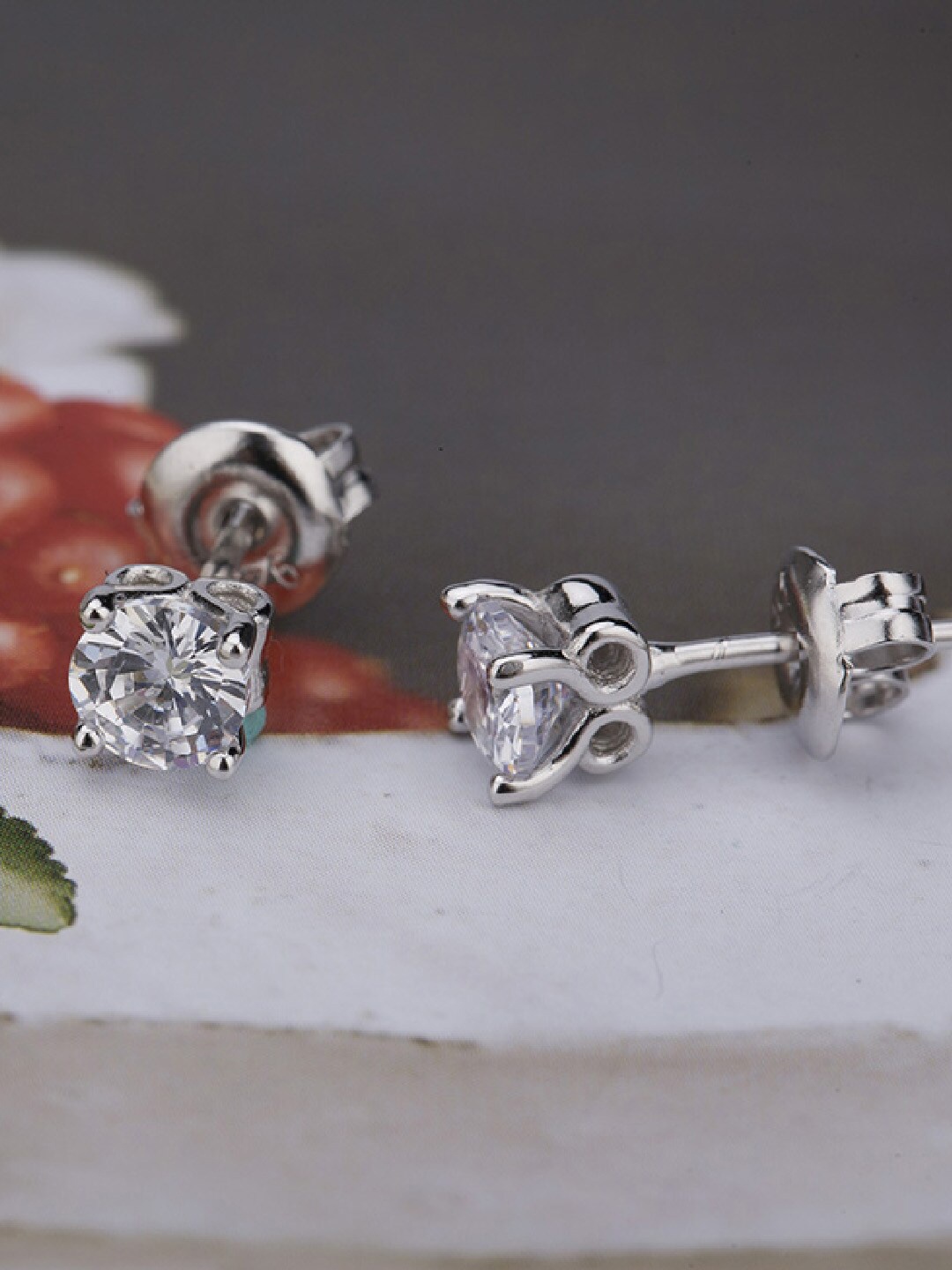

PALMONAS Silver-Plated Contemporary Studs Earrings