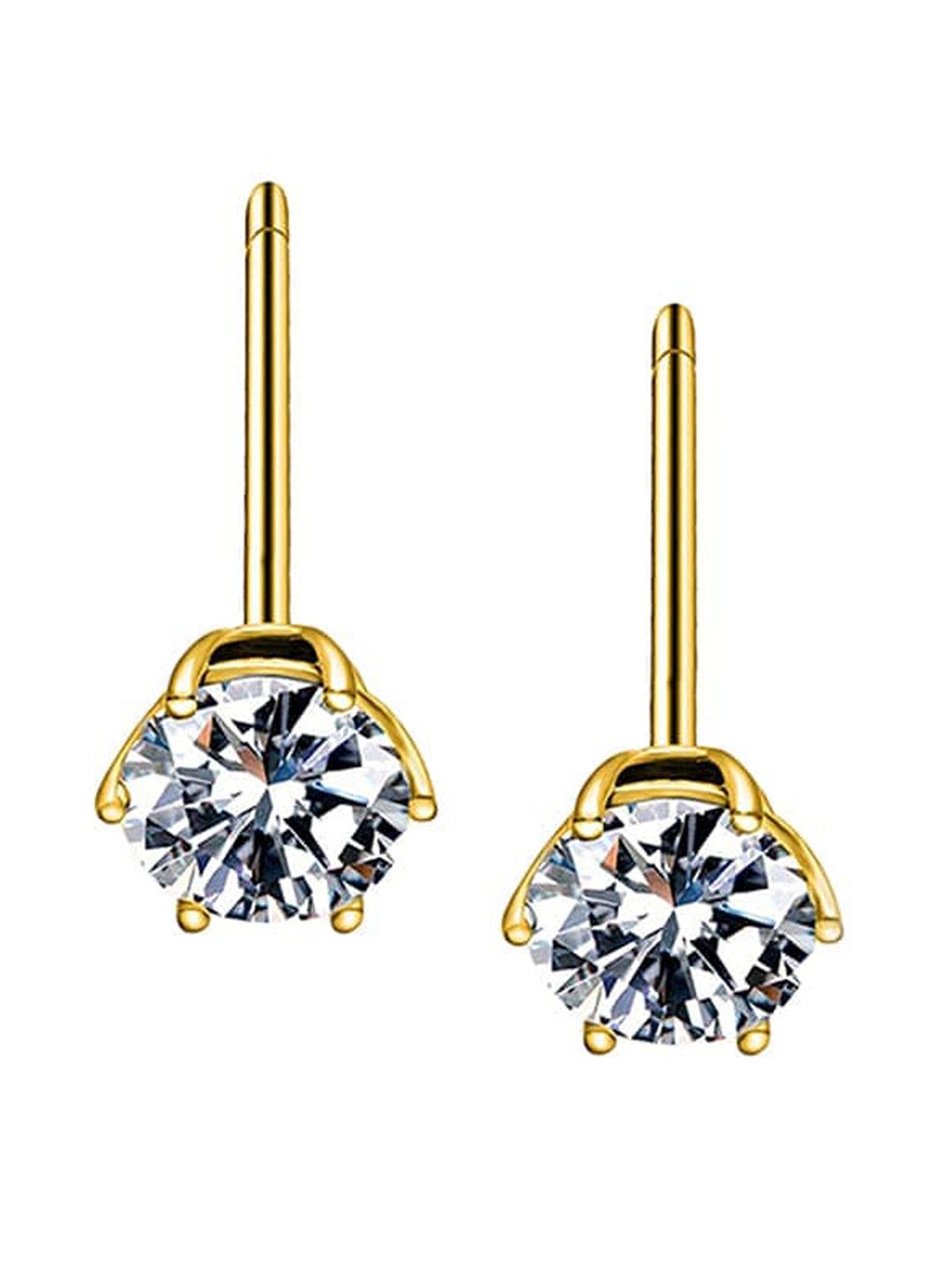 

PALMONAS Gold-Plated Cubic Zirconia Contemporary Studs Earrings