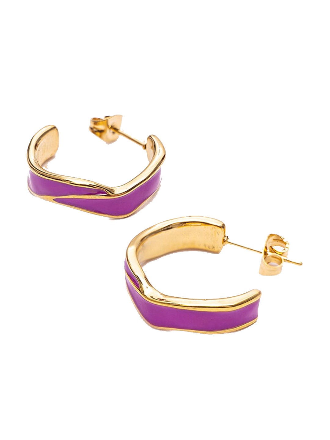 

PALMONAS 18kt Gold-Plated Contemporary Half Hoop Earrings