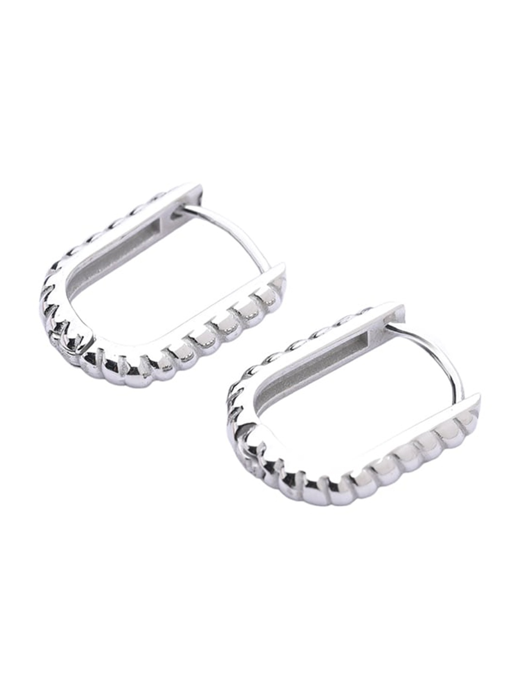 

PALMONAS Gold-Plated Contemporary Hoop Earrings, Silver