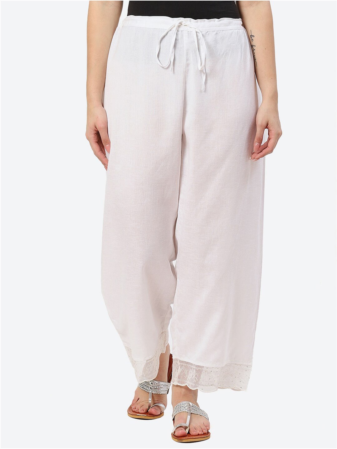 

Biba Women Flared Fit Ethnic Palazzos, White